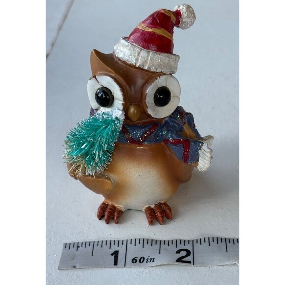Christmas Owl w/Winter Hat & Scarf Ceramic Figurine 3" Tall-READ - Picture 9 of 9